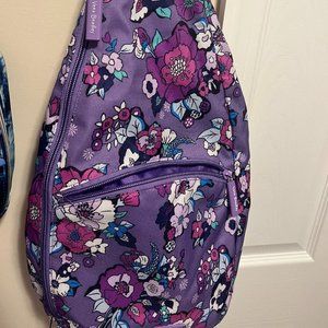 vera bradley purple floral sling backpack